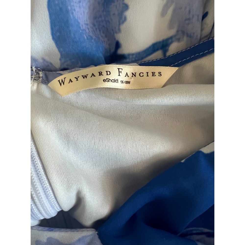 Wayward Fancies eShakti Womens Dress Blue White Floral Maxi Smocked Waist Sz 1X - Picture 4 of 5